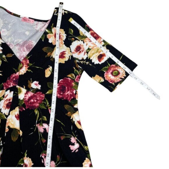 Hello MIZ Womens V-Neck Pink Floral Print Pleated Maternity Blouse Sz M - Picture 6 of 9